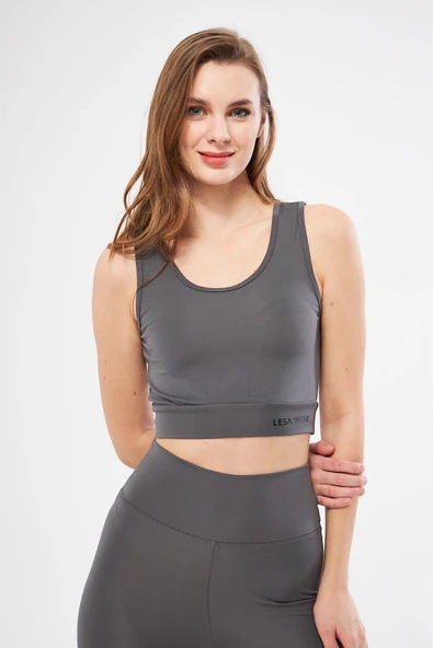 Halter Yaka Spor Sütyeni Crop Top - 5