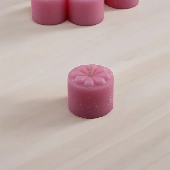 Baton Mum Mini 6'lı Pembe Silindir Dekoratif Mumu Kandil Hediyelik Fitilli Mumlar Şamdan Kokusuz - 6