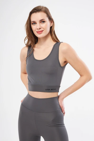 Halter Yaka Spor Sütyeni Crop Top - 2