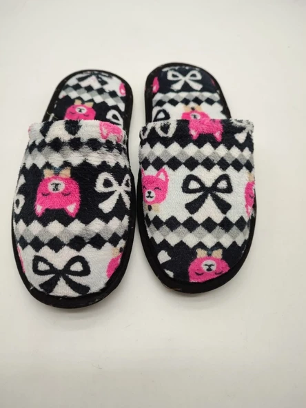 Kedi Desenli Siyah Renk Kadın Ev Terliği Terlik - 7