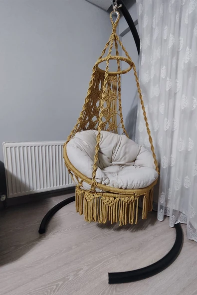 WOODSHUT Makrome Salıncak Minderli - %100 El Işçiliği - MİS38221B - 3