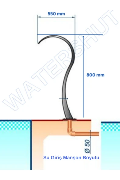 Şelale Watershut 400 X 800mm Havuz Tipi Slim Su Perdesi Kuğu - Paslanmaz Çelik (ET KALINLIĞI 1,5MM) - 4