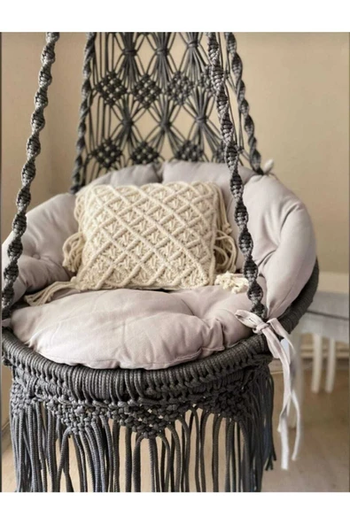 WOODSHUT Tek Kişilik Makrome El Örgüsü Salıncak - 2