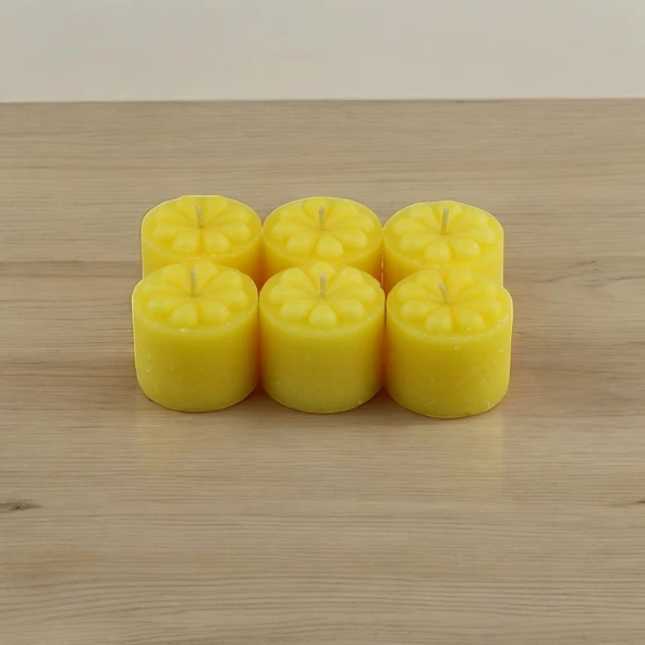 Baton Mum Mini 6'lı Sarı Renk Silindir Dekoratif Mumu Kandil Hediyelik Fitilli Mumlar Şamdan Kokusuz - 6