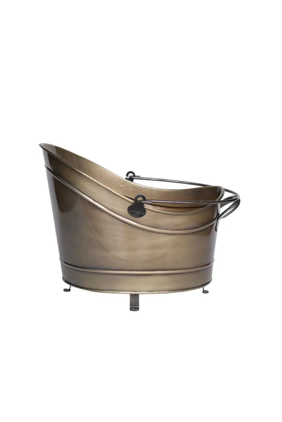 WOODSHUT Metal Gold Tasarım Şömine - Soba Odun Depolama Saklama Kovası