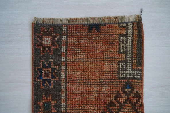 35x67 cm Küçük Boy Halı, Vintage Dekoratif El Dokuma Halı, Kahverengi Stili Mini Halı - 5