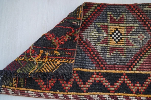 91x151 cm El Dokuma Renkli Küçük Boy Halısı, Antika El Dokuma Halı, Renkli Küçük Alan Halısı - 7