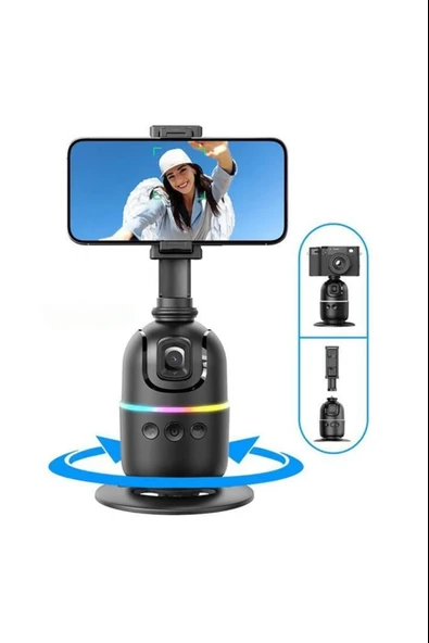 Profesyonel Gimbal 360° Yüz Takip Telefon Sabitleyici Tutucu Video Canlı Yayın Akıllı Tripod P03 - 3