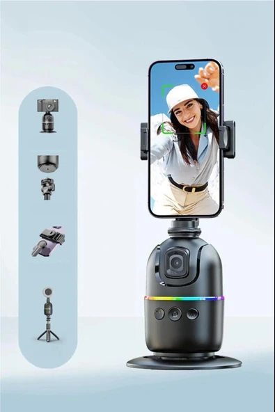 Profesyonel Gimbal 360° Yüz Takip Telefon Sabitleyici Tutucu Video Canlı Yayın Akıllı Tripod P03 - 2