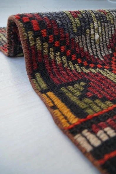 91x151 cm El Dokuma Renkli Küçük Boy Halısı, Antika El Dokuma Halı, Renkli Küçük Alan Halısı - 2