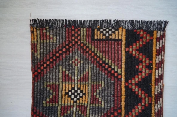 91x151 cm El Dokuma Renkli Küçük Boy Halısı, Antika El Dokuma Halı, Renkli Küçük Alan Halısı - 3