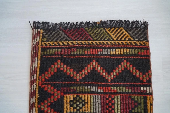 91x151 cm El Dokuma Renkli Küçük Boy Halısı, Antika El Dokuma Halı, Renkli Küçük Alan Halısı