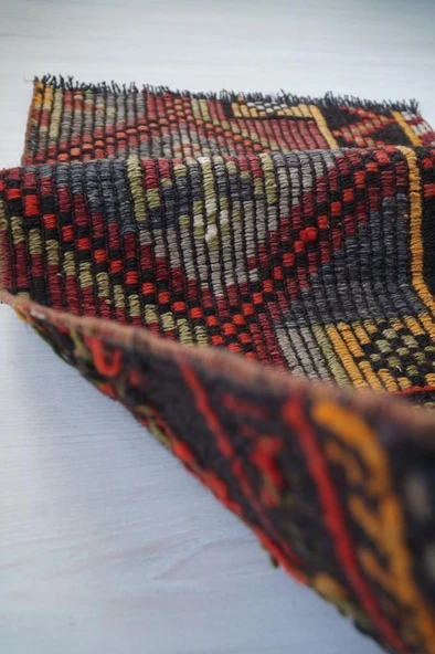91x151 cm El Dokuma Renkli Küçük Boy Halısı, Antika El Dokuma Halı, Renkli Küçük Alan Halısı - 4