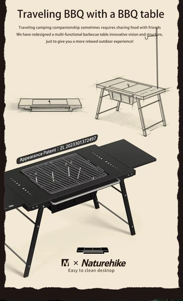 Naturehike Multifunctional Travel Barbecue + Katlanabilir Masalı - 3
