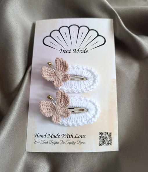 Kelebekli Çıtçıt Toka Ten Beyaz - Resim 2