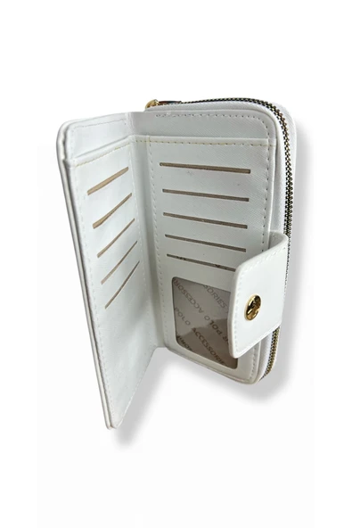 Kadın Açık Pembe Renkli Fermuarlı Ve Çıtçıtlı Kağıt Ve Bozuk Para Bölmeli Büyük Boy Cüzdan. - Resim 3