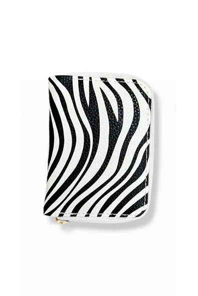Genç Zebra Desenli Kağıt Para ve Kartlık Bölmeli Cüzdan. - Resim 2