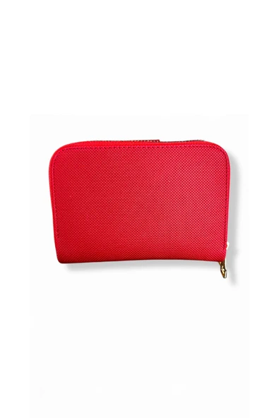 Kadın Kırmızı Renkli Fermuarlı Ve Çıtçıtlı Kağıt Ve Bozuk Para Bölmeli Cüzdan. - Resim 2