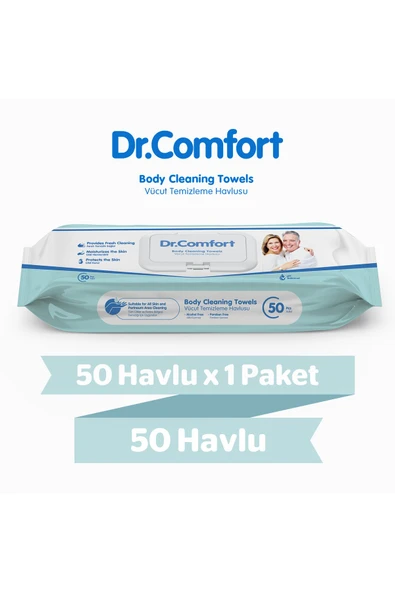 DR.COMFORT Vücut Temizleme Havlusu 50'li 1 Paket 50 Havlu