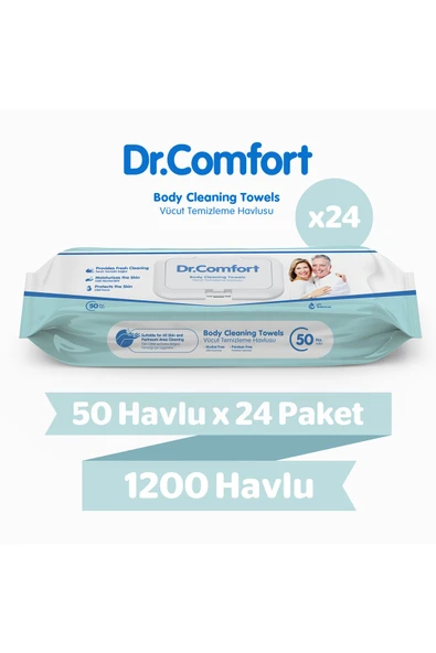 DR.COMFORT Vücut Temizleme Havlusu 50'li 1 Koli 24 Paket 1200 Havlu