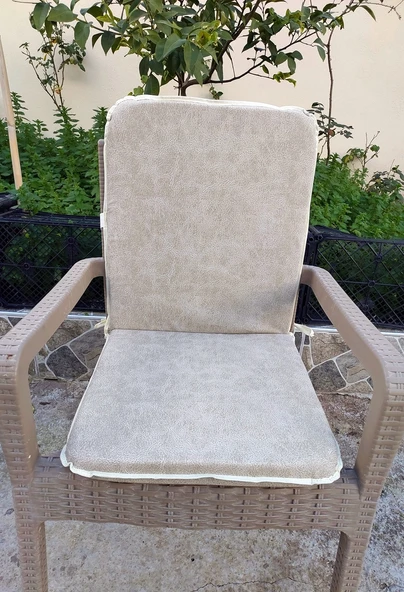 1 Adet Rattan Arkalıklı Sandalye Minderi (Kalınlık 4cm)-Primer Bej
