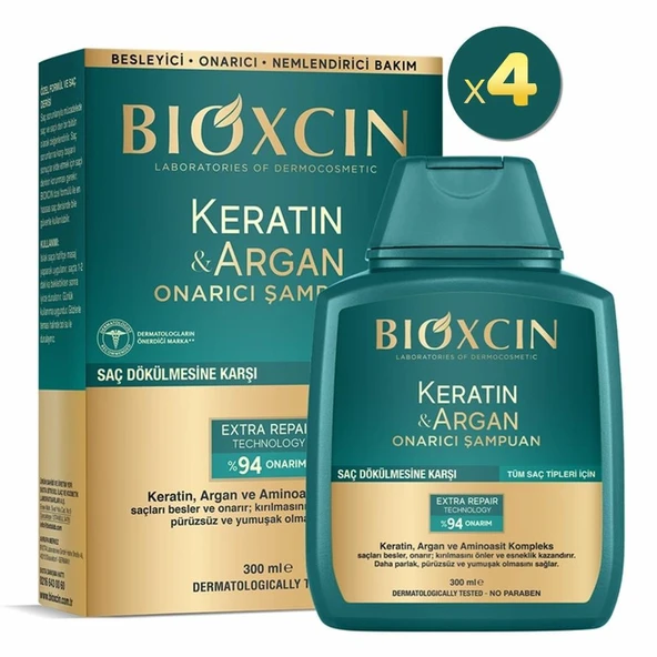 Bioxcin Şampuan Keratin Argan Onarıcı 300 ml 4 Adet