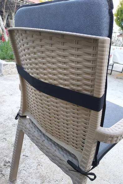 1 Adet Rattan Arkalıklı Sandalye Minderi (Kalınlık 4cm)-Primer K.Gri - 3