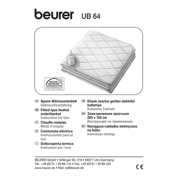 Beurer UB 64 Isıtmalı Yatakaltı Kaymayı Önleyici Lastikli - 5