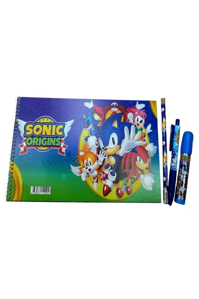 SONIC resim defteri ,SONIC versatil kalem kurşun kalem, roket yumurtlayan silgi set