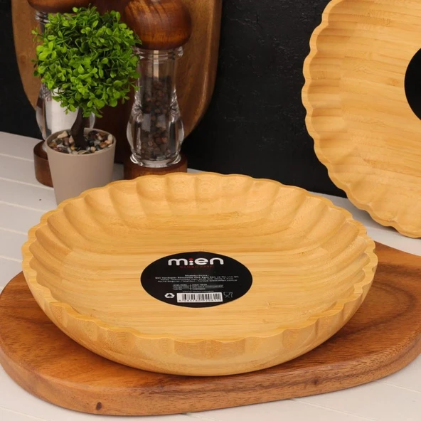 Mien Dayanıklı Bambu Tırtıklı Kenarlı Kase 20 Cm - 7B128 - 2