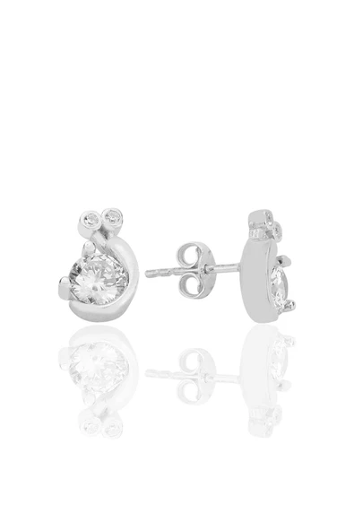 Gümüş rodyumlu zirkon taşlı doğanın ışıltısı salyangoz küpe SGTL12625RODAJ ürün görseli