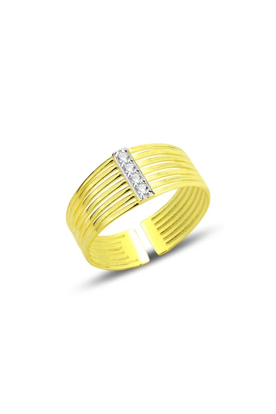 Gümüş altın yaldızlı zirkon taşlı modern tasarımlı ayarlamalı yüzük SGTL12688GOLD ürün görseli