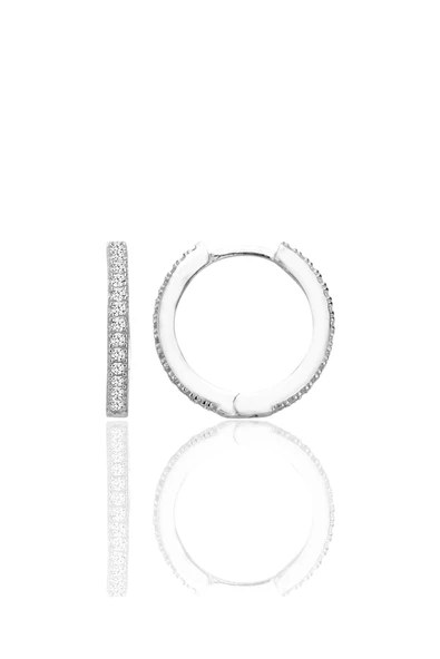 Gümüş rodyumlu zirkon taşlı 16 mm tamtur halka küpe SGTL12714RODAJ - 1