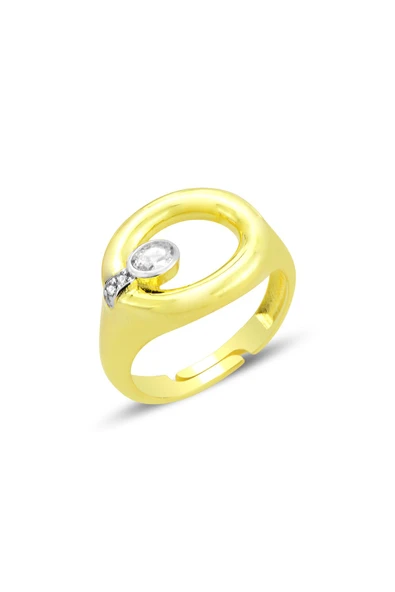 Gümüş altın yaldızlı zirkon taşlı ayarlamalı HALE yüzük SGTL12694GOLD ürün görseli