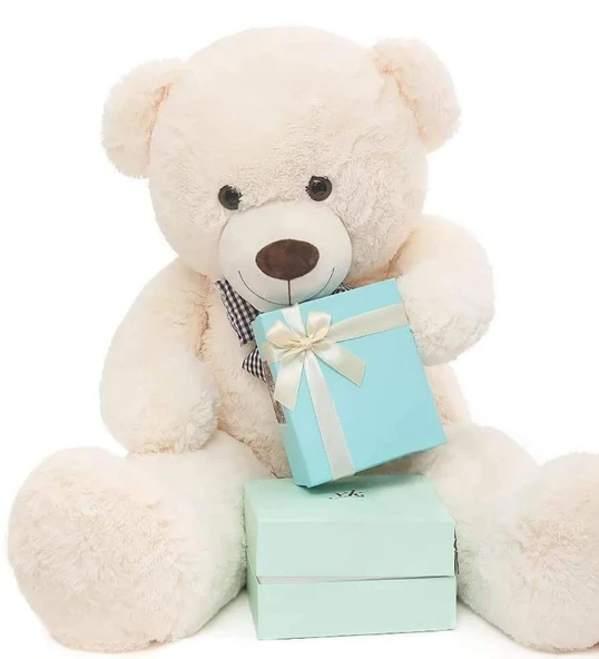 Sevimli 90 cm Peluş Ayı ile Premium Yumoş Kırmızı Peluş Ayıcık Buketi - 3