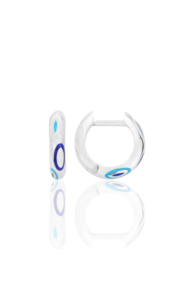 Gümüş rodaj nazar mineli fortuna halka küpe SGTL12704RODAJ ürün görseli