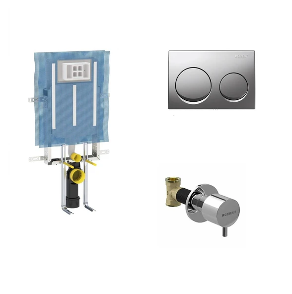 Geberit Alpha Kombifix Duvariçi Gömme Rezervuar Seti 8cm + Mat Krom Kapak