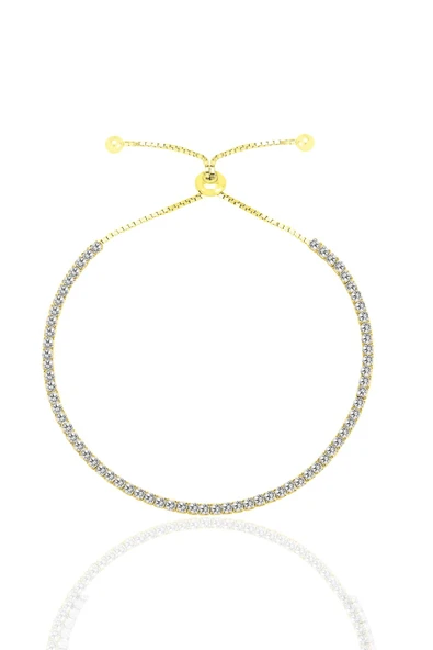 Gümüş altın yaldızlı zirkon taşlı pırlanta montürlü asansörlü su yolu bileklik SGTL12731GOLD ürün görseli