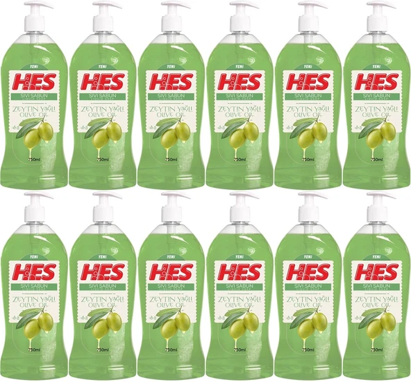 HES Sıvı Sabun 750ML Zeyin Yağlı (Pompalı) (12 Li Set)