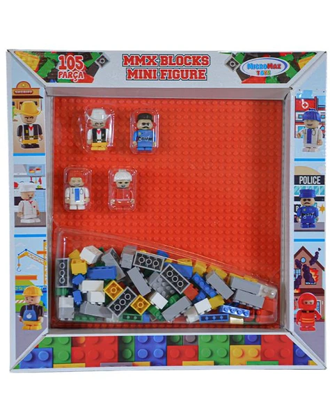 Mmx 105 Parça Kırmızı Zemin Yapı Blok ve 4 Figür Seti 02 034 ürün görseli 1