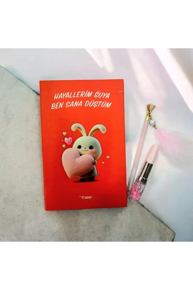 yazılı sözlü sert kapak Hatıra Defteri Günlük Anı defteri taşlı tüylü kalem ve ruj kalem