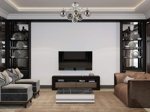 AVONNI AV-1761-6K Krom Kaplama Modern Avize E27 Metal Cam 60cm - 2