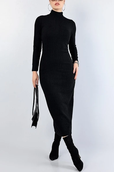 Orzuqlıfe Kadın Balıkçı Yaka Triko Elbise - 4