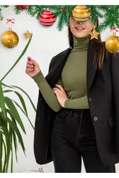 Yılbaşı Özel Çam Yeşil Balıkçı Yaka Body 1.sınıf Kaşkorse Özel Renk Kumaş Sınırlı Sayıda - 3