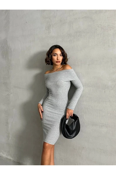 Madonna Yaka Uzun Kol Fitilli 1. Sınıf Kaşkorse Midi Boy Elbise - 6