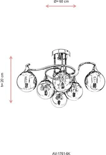 AVONNI AV-1761-6K Krom Kaplama Modern Avize E27 Metal Cam 60cm - 4