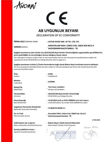 AVONNI AV-1761-6K Krom Kaplama Modern Avize E27 Metal Cam 60cm - 6