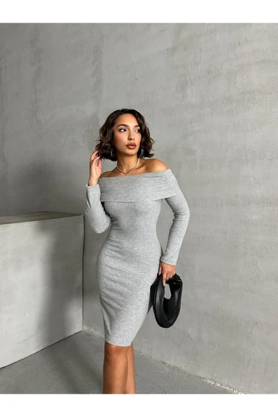 Madonna Yaka Uzun Kol Fitilli 1. Sınıf Kaşkorse Midi Boy Elbise - 7