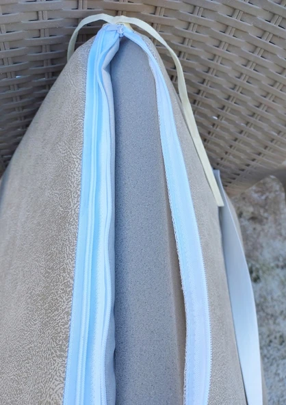 4 Adet Rattan Arkalıklı Sandalye Minderi (Kalınlık 4cm)-Primer Bej - 4