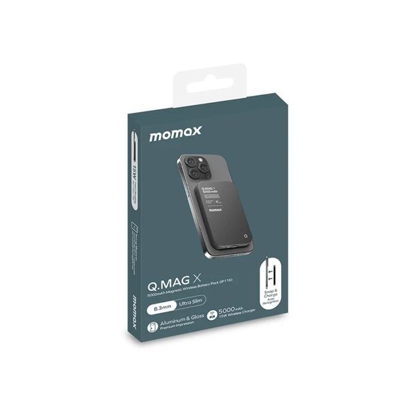 Momax IP116 Q.Mag X 5000Mah Magsafe Taşınabilir Powerbank Siyah - 3